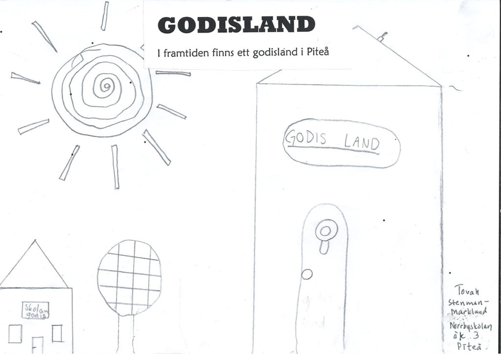 Tovahs teckning av ett godisland.