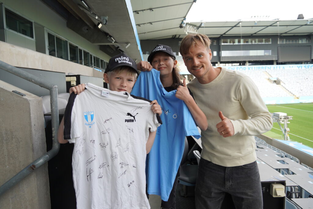 Harald och Olivia träffar fotbollsspelaren Eric Larsson